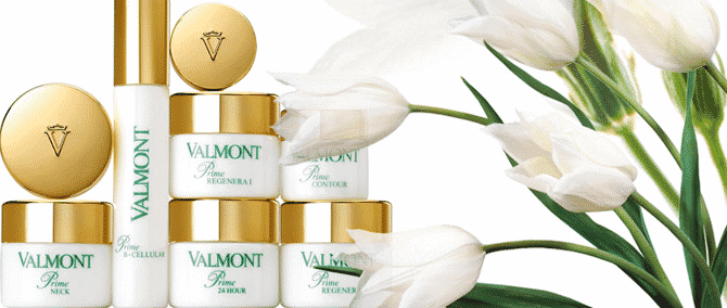 Valmont Facials Products and some flowers photo